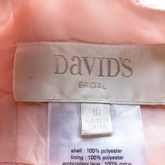 DAVID'S BRIDAL Sleeveless Embroidered Net Bridesmaid Dress Petal Pink Size 16 - Picture 8 of 16